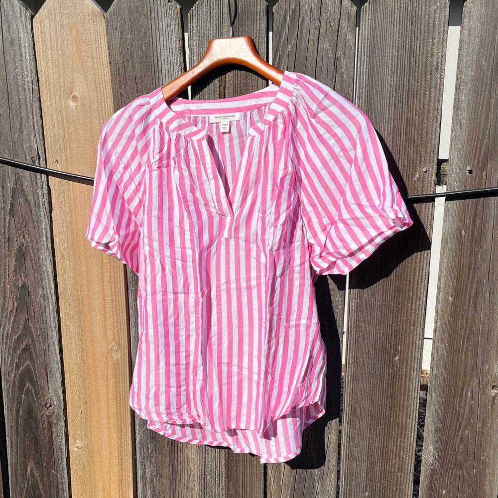 BeachLunchLounge Pink and White Striped Blouse